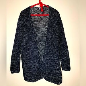 J. Jill crochet, black and white, cardigan, size M, open, long, oversized